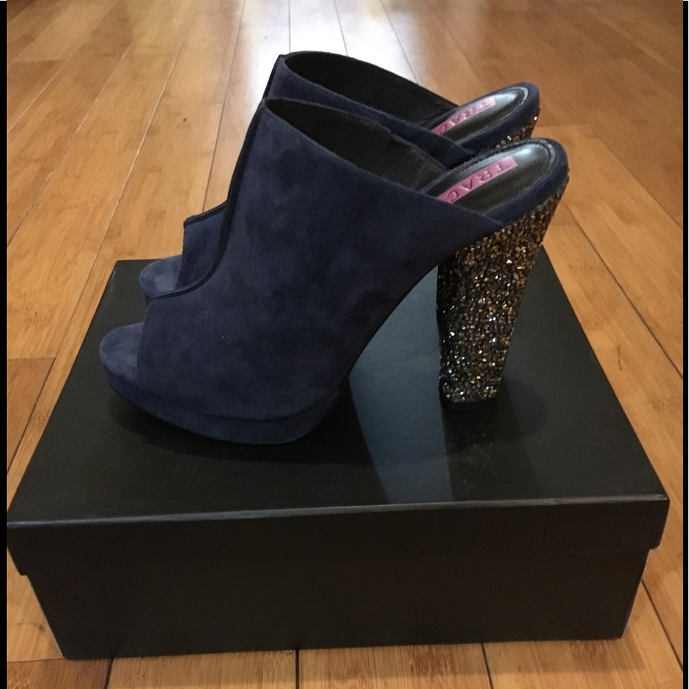 Tracey Reese Twilight Suede Mule With Gold Stones